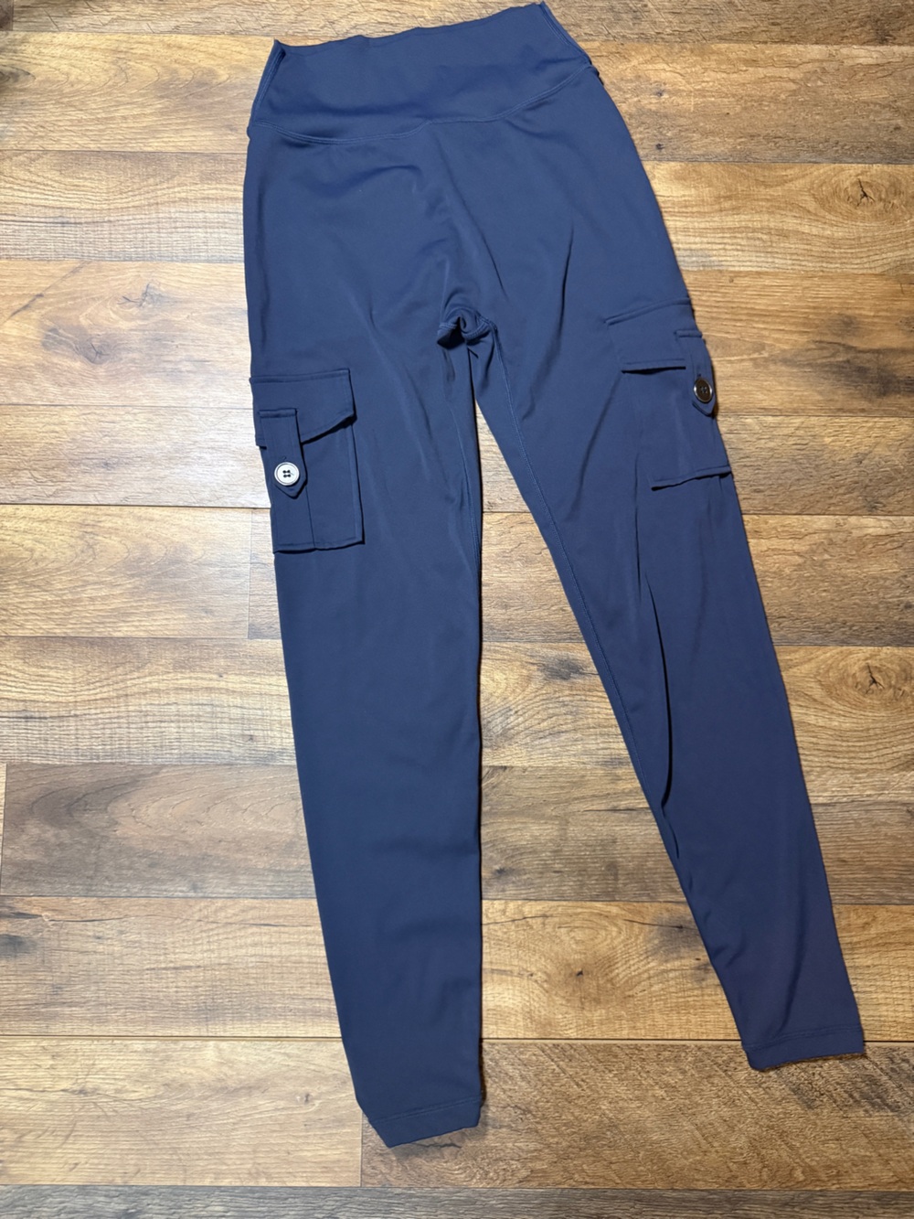 YEOREO High-Waisted Scrunch Bum Cargo Leggings Slate Blue Size Small